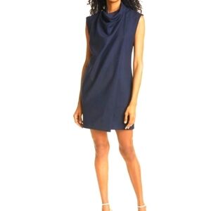 La Ligne cowl neck shift dress navy medium NWOT